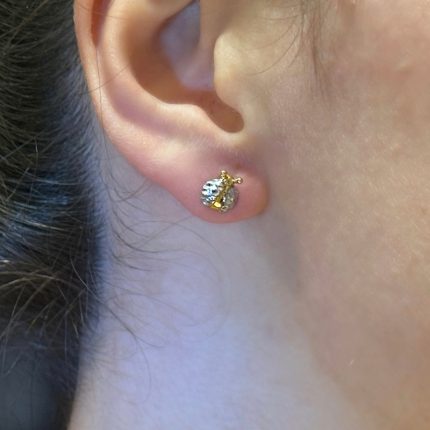 Orecchini Ambrosia Coccinella Oro giallo e bianco 18 kt