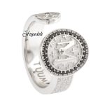 Anello TUUM Infinituum Mater Rodiato Brillanti neri size 16