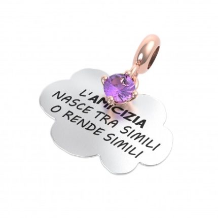 Charm Donna Rerum Amicizia in Argento con Ametista