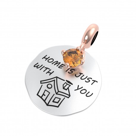 Charm Donna Rerum Momenti Home is just with you in Argento con Citrino