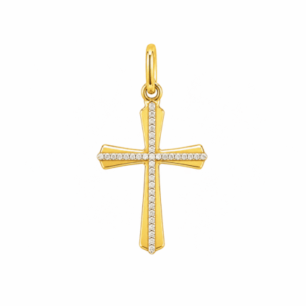 Stroili 9k Yellow and White Gold Cross Pendant