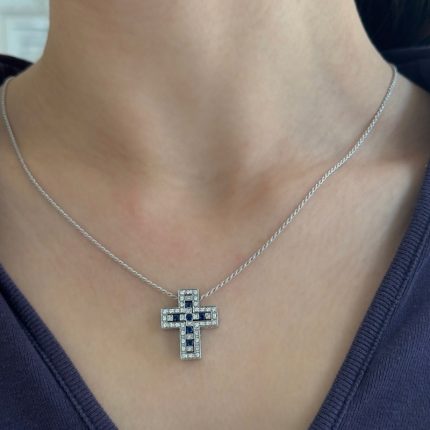Collier Croce Damiani diamanti e zaffiri