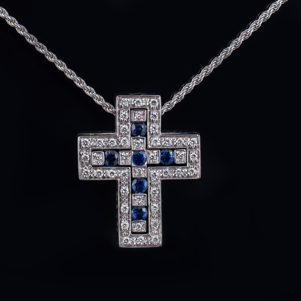 Collier Croce Damiani diamanti e zaffiri 71311263
