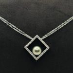 Collier Damiani Oro Bianco 18 kt Diamanti e Perla Tahitiana