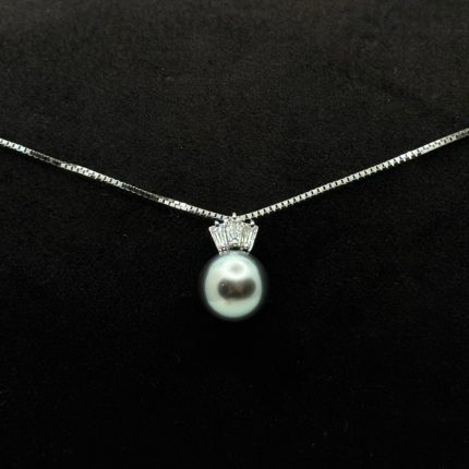 Collier Damiani Oro Bianco 18 kt Diamanti e Perla Tahitiana