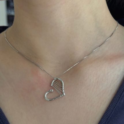 Collana Cuore Oro Bianco 18 kt e Diamante