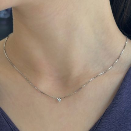 Collana Punto Luce Oro Bianco 18 kt e Diamante