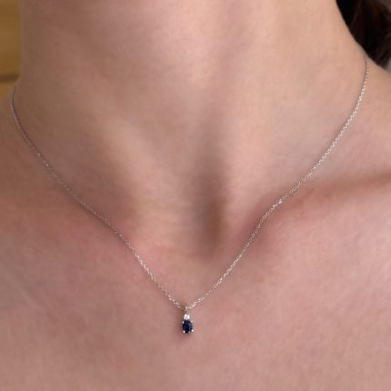 Collana Bibigì Oro Bianco 18 kt con Diamante e Zaffiro