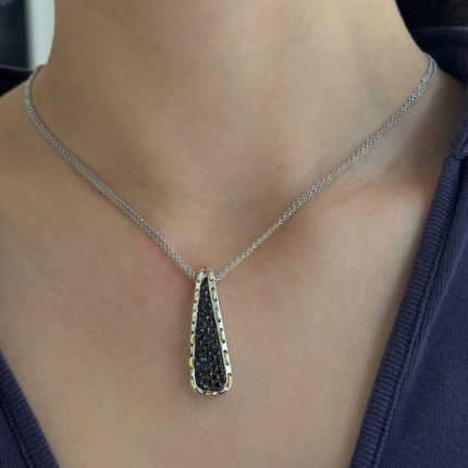 Collana Oro Bianco e Giallo e Spinelli Neri