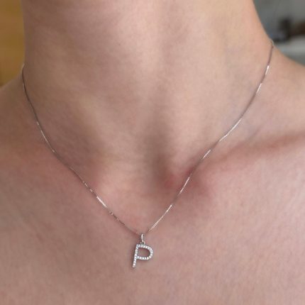 Pendente Iniziale P Ambrosia Oro 18 kt e Swarovski