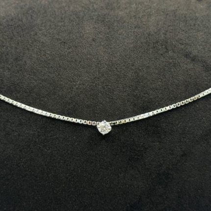 Collana Punto Luce Oro Bianco 18 kt e Diamante