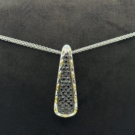 Collana Oro Bianco e Giallo e Spinelli Neri