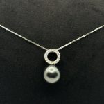 Collana Oro Bianco 18 kt DIamanti e Perla Tahitiana
