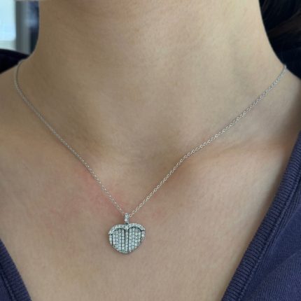 Collana Cuore Polello Oro Bianco 18 kt e Diamanti