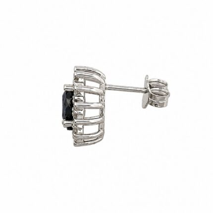Orecchini Oro Bianco 18 kt Diamanti e Zaffiri
