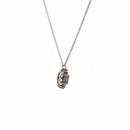 Collana Oro Bianco 18 kt Diamanti e Zaffiro
