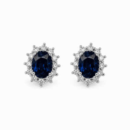 Orecchini Oro Bianco 18 kt Diamanti e Zaffiri