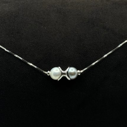 Collana Kiara Oro Bianco 18 kt e Perle Acqua Dolce