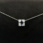 Collana Yukiko Oro Bianco 18 kt Diamanti e Zaffiro