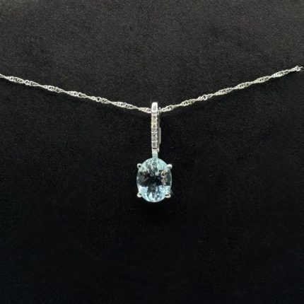 Collana Yukiko Oro Bianco 18 kt Diamanti e Acquamarina