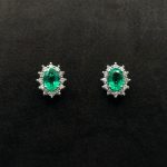 Orecchini Oro Bianco 18 kt Diamanti e Smeraldi