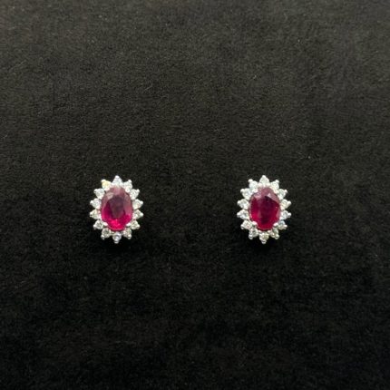 Orecchini Bibigì Oro Bianco 18 kt Diamanti e Rubini