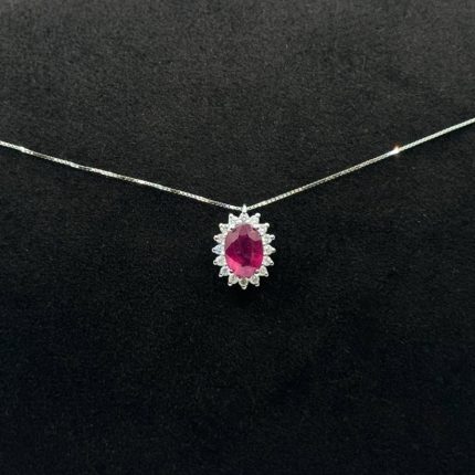 Collana Bibigì Oro Bianco 18 kt Diamanti e Rubino