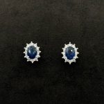 Orecchini Oro Bianco 18 kt Diamanti e Zaffiri