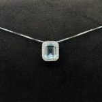 Collana Yukiko Oro Bianco 18 kt Diamanti e Acquamarina