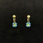 Orecchini Pendenti Fiore Oro Giallo 18 kt Smaltati