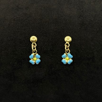 Orecchini Pendenti Fiore Oro Giallo 18 kt Smaltati