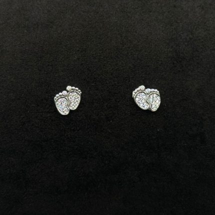 Orecchini Piedini Oro Bianco 18 kt e Swarovski