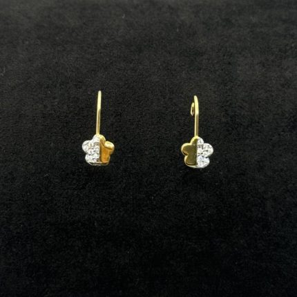 Orecchini Pendenti Fiore Oro Giallo 18 kt e Swarovski