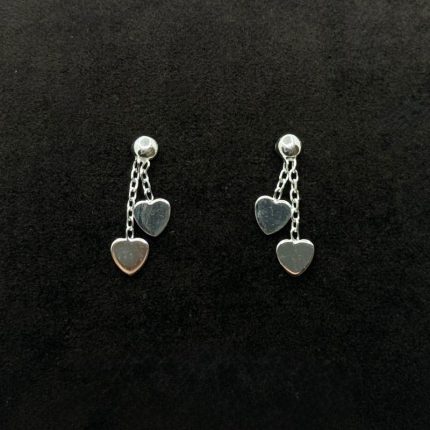 Orecchini Pendente Cuore Oro Bianco 18 kt