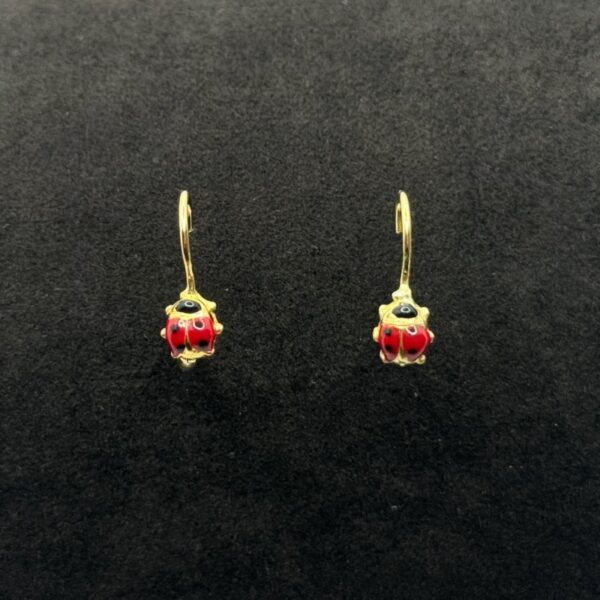 Orecchini Pendenti Coccinella Oro Giallo 18 kt Smaltati