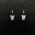Orecchini Pendente Farfalla Oro Bianco 18 kt e Swarovski