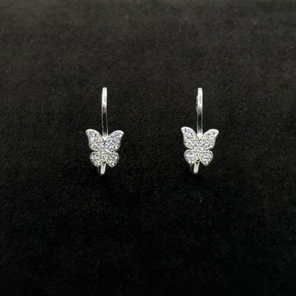 Orecchini Pendente Farfalla Oro Bianco 18 kt e Swarovski