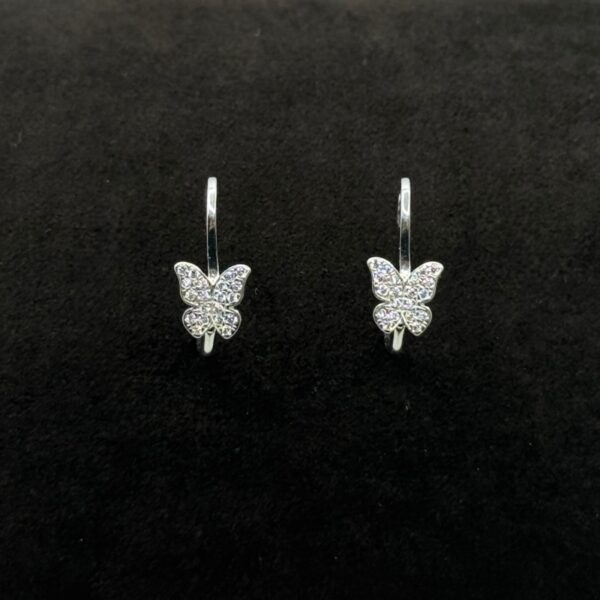 Orecchini Pendente Farfalla Oro Bianco 18 kt e Swarovski