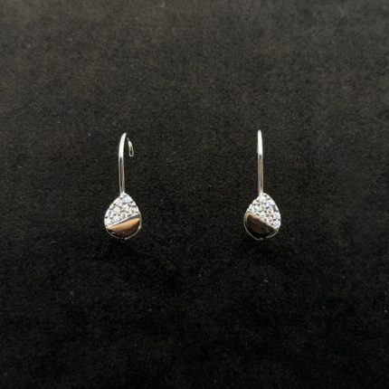 Orecchini Pendenti Goccia Oro Bianco 18 kt e Swarovski