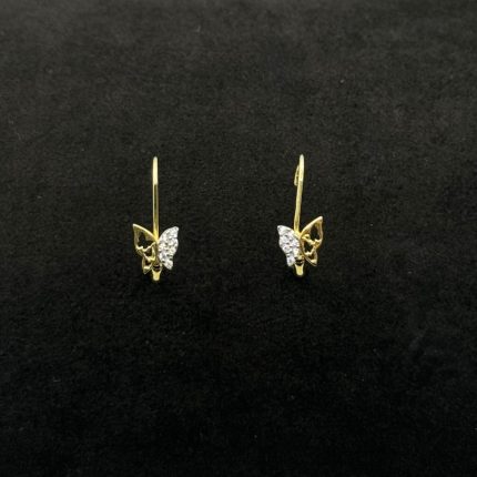 Orecchini Pendenti Farfalla Oro Giallo 18 kt e Swarovski