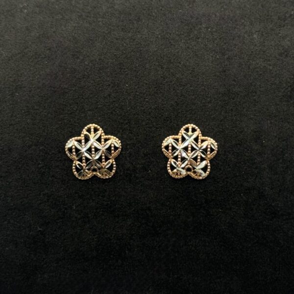 Orecchini Fiore Oro Bianco e Rosé 9 kt