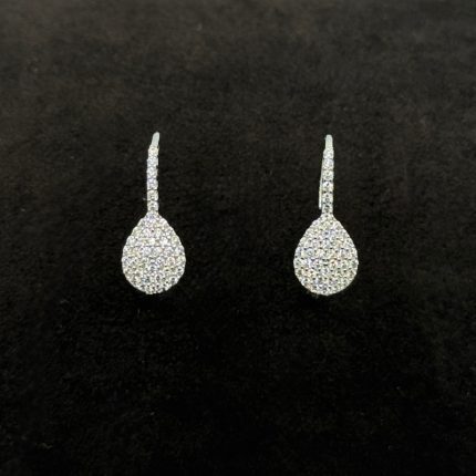 Orecchini Pendenti Goccia Oro Bianco 9 kt e Swarovski