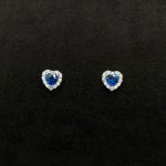 Orecchini Cuore Oro Bianco 18 kt Swarovski e Pietra Blu