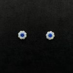 Orecchini Oro Bianco 18 kt Swarovski e Pietra Blu