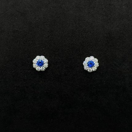 Orecchini Oro Bianco 18 kt Swarovski e Pietra Blu