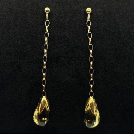 Orecchini Pendente Comete Oro Giallo 18 kt e Topazio Champagne