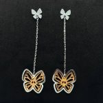 Orecchini Pendenti Comete Oro Giallo e Bianco 18 kt e Diamanti