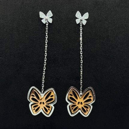 Orecchini Pendenti Comete Oro Giallo e Bianco 18 kt e Diamanti