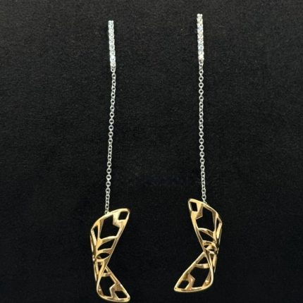 Orecchini Pendenti Comete Oro Rosé e Bianco 18 kt e Diamanti