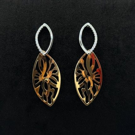 Orecchini Pendenti Comete Oro Bianco e Rosé 18 kt e Diamanti